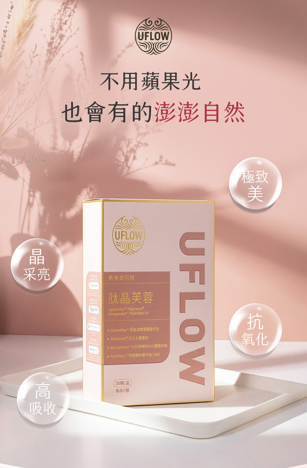 UFLOW UFLOW 肽晶芙蓉｜微脂體穀胱甘肽250mg＋冰晶番茄＋維生素C｜肽晶芙蓉 01 - 說明圖 1